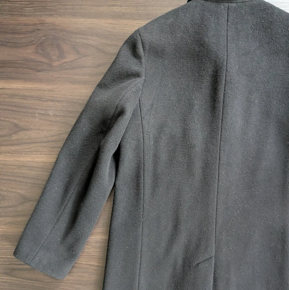 Calvin Klein Minimalist Black Wool Blend Long Coat Size 8